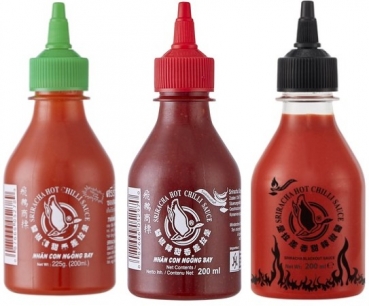 Chillisauce Mix Set 3x200ml  Soße SrirachaGRÜN ROT SCHWARZ Flying Goose